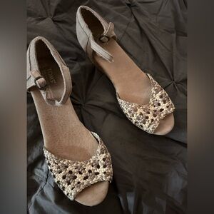 Toms Stucco Woven Platform Wedge Women’s Heels Tan/Beige Size 7.5